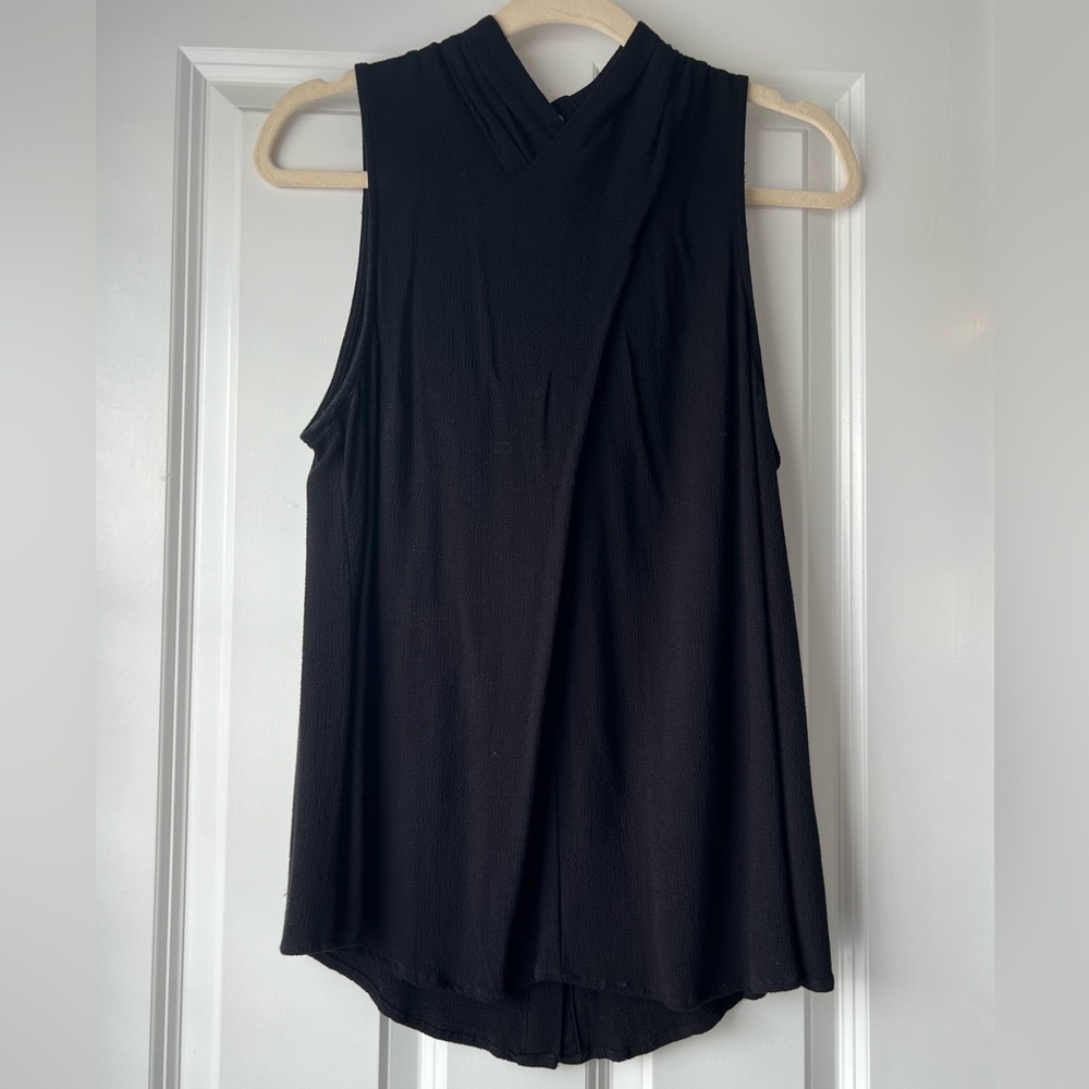 Maeve Black Sleeveless Mock Neck Tank